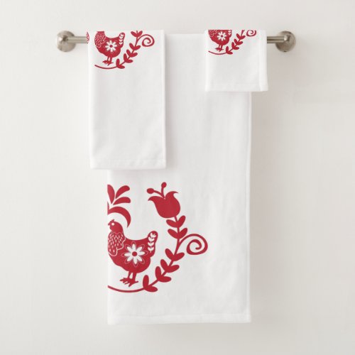 Red Rooster Bath Towel Set