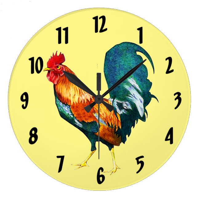 Red Rooster Bird Animal Clock
