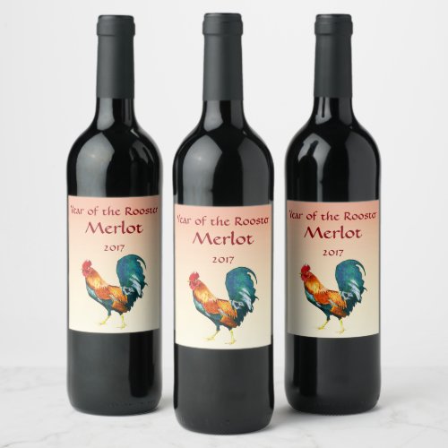 Red Rooster Bird Wine Label