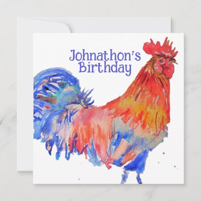 Red Rooster Boys Birthday Party Invitation (Front)