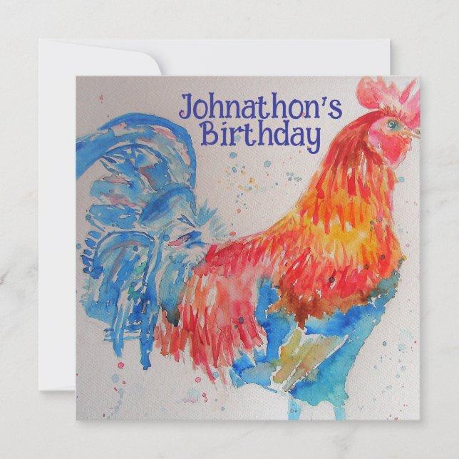 Red Rooster Boys Birthday Party Invitation (Front)