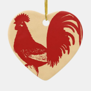 Red Rooster Ceramic Ornament