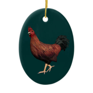 Red Rooster Ceramic Ornament