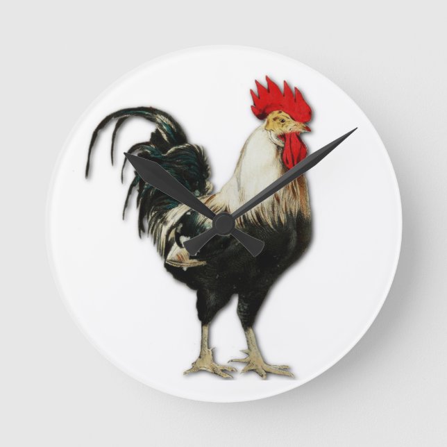 Red Rooster Chicken Customer Round Clock (Front)