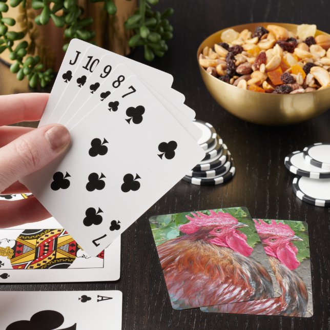Red Rooster Chicken Photo Poker Cards (In Situ)