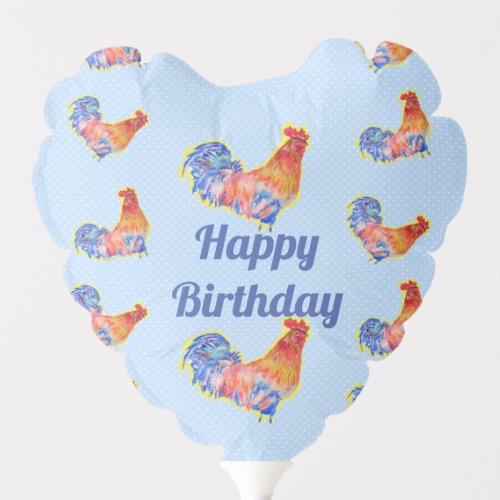 Red Rooster Chickens Boys Happy Birthday Balloon