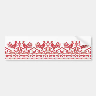 Red Rooster cross-stitch Bumper Sticker