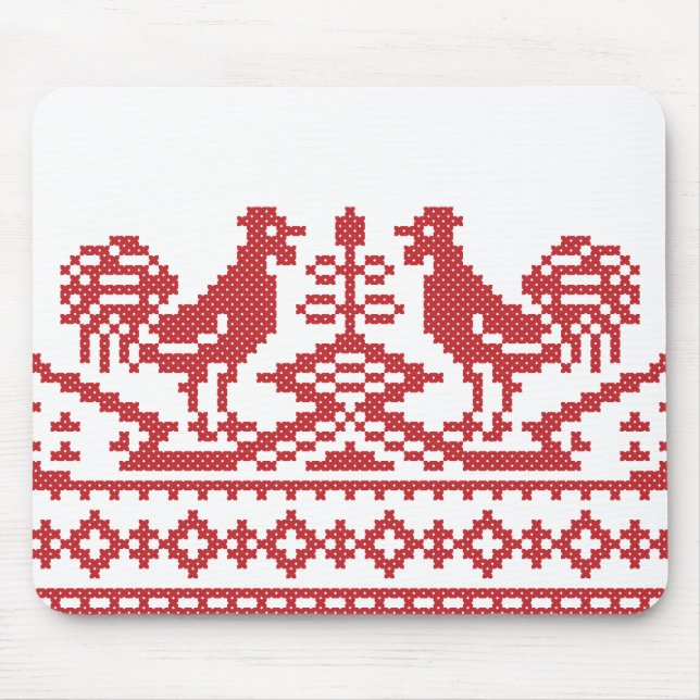 Red Rooster cross-stitch Mouse Pad (Front)