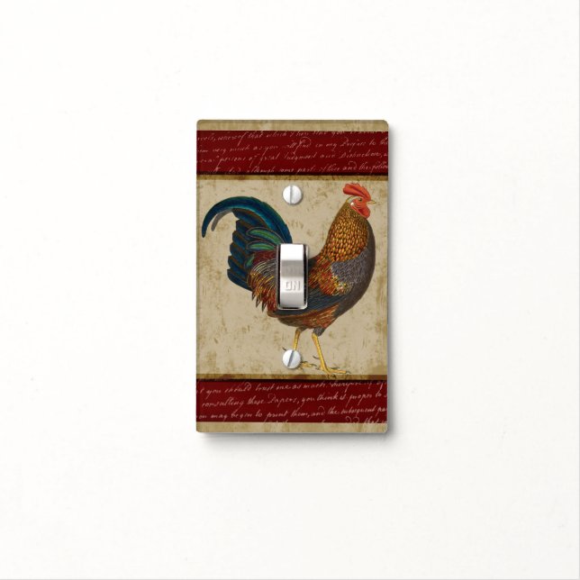 Red Rooster Light Switch Cover (In Situ)
