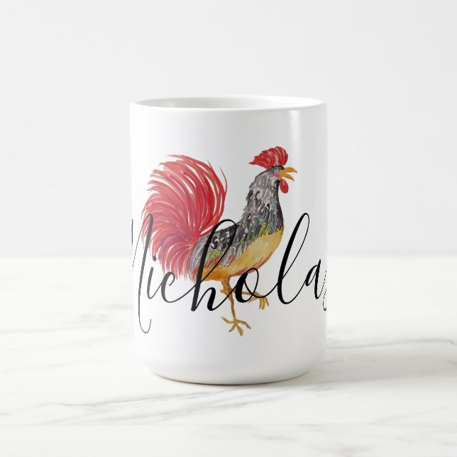 Red Rooster Monogram Coffee Mug (Center)