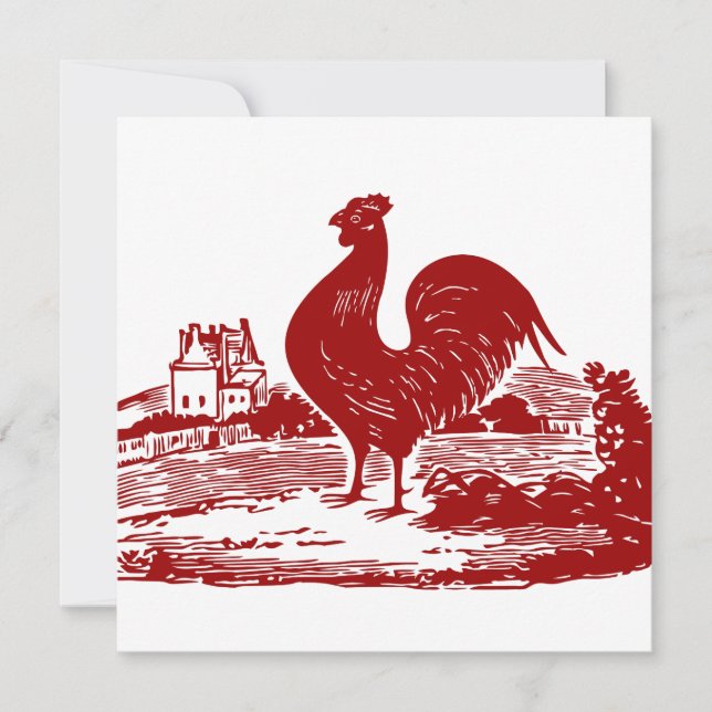 Red Rooster Old Farmhouse Vintage Invitation (Front)