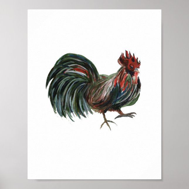 Red Rooster Painting Farmhouse Decor Art Print (Front)
