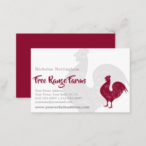 Red Rooster Poultry Farm or Restaurant Business Card