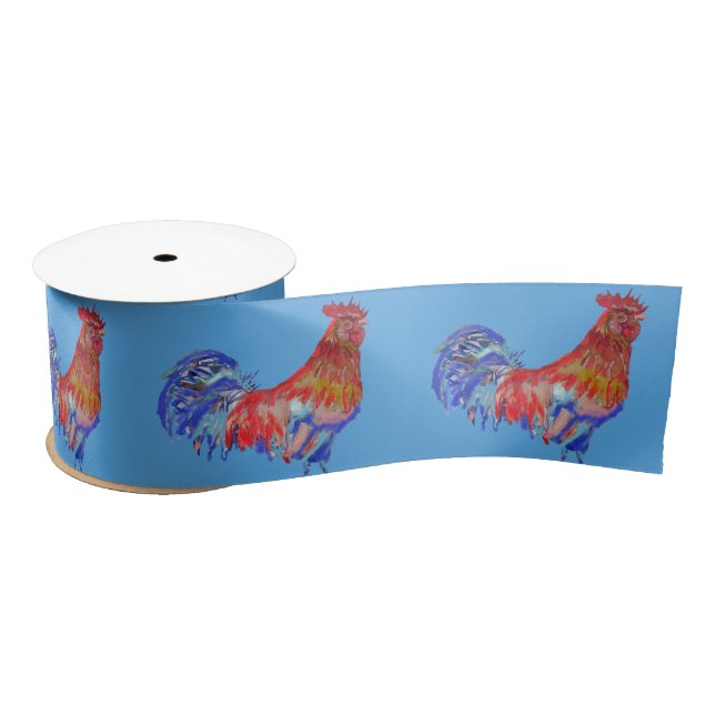 Red Rooster Roosters cockerel cute Satin Ribbon (Spool)