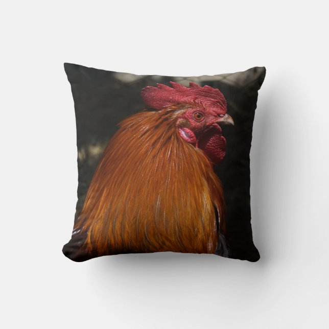 Red Rooster Throw Pillow (Front)