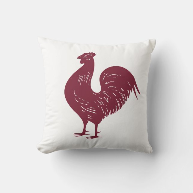 Red Rooster Throw Pillow (Front)