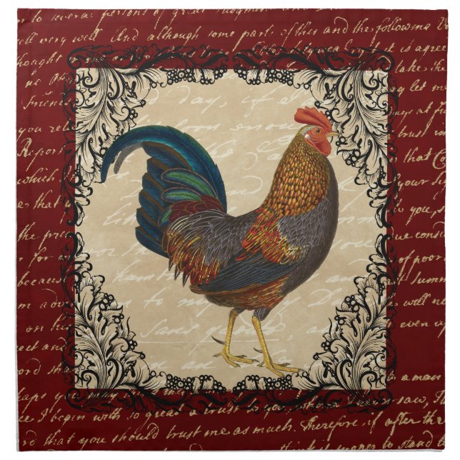 Red Rooster Vintage Cloth Napkin (Front)