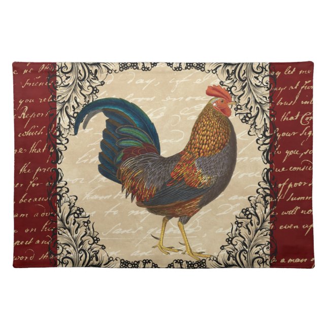 Red Rooster Vintage Cloth Placemat (Front)