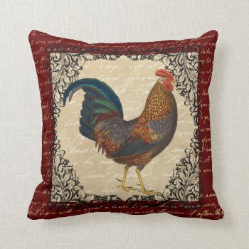 Red Rooster Vintage Throw Pillow by peacefuldreams at Zazzle