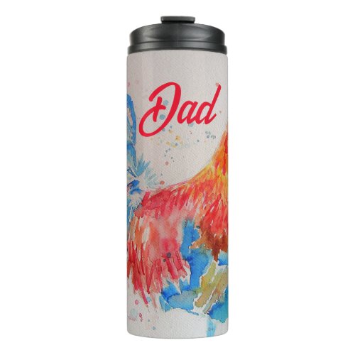 Red Rooster Watercolor Painting Fathers Day Dad Thermal Tumbler