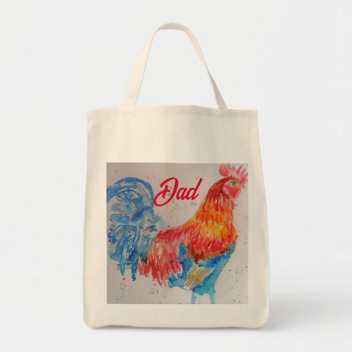 Red Rooster Watercolor Painting Fathers Day Dad Tote Bag