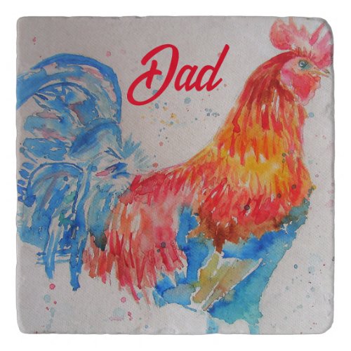 Red Rooster Watercolor Painting Fathers Day Dad Trivet