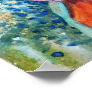 Red Rooster Watercolor Poster