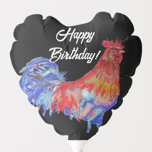 Red Rooster Watercolour Happy Birthday Balloon