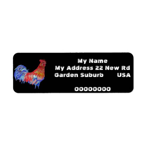Red Rooster Watercolour Return Address Labels
