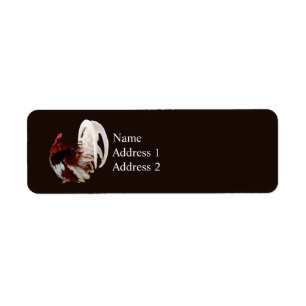 Red Rooster With White Tail Feathers Label