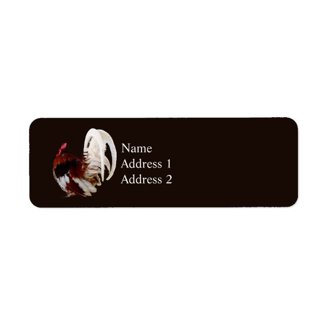 Red Rooster With White Tail Feathers Label (Front)