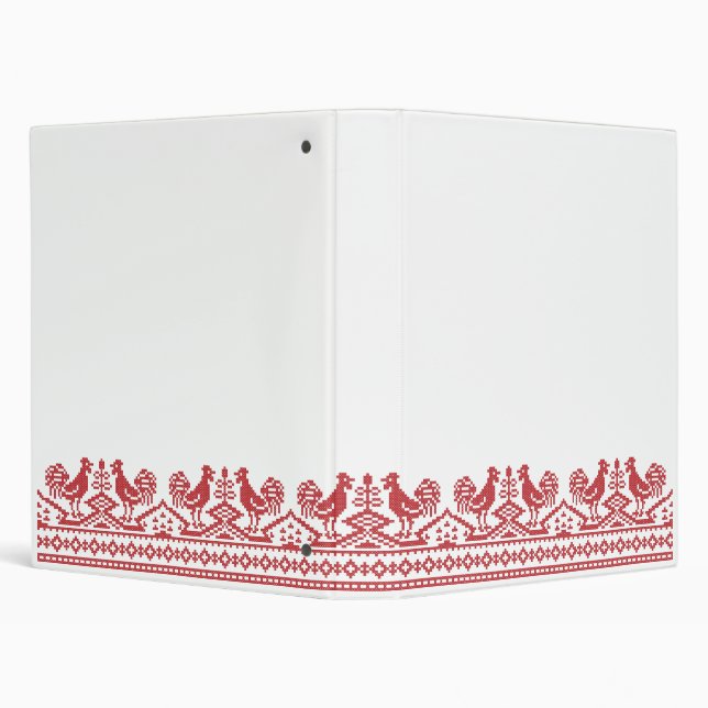 Red Roosters cross-stitch Russian Pattern Binder (Background)