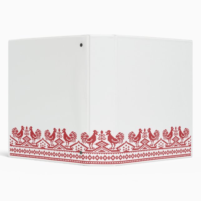 Red Roosters cross-stitch Russian Pattern Binder (Background)