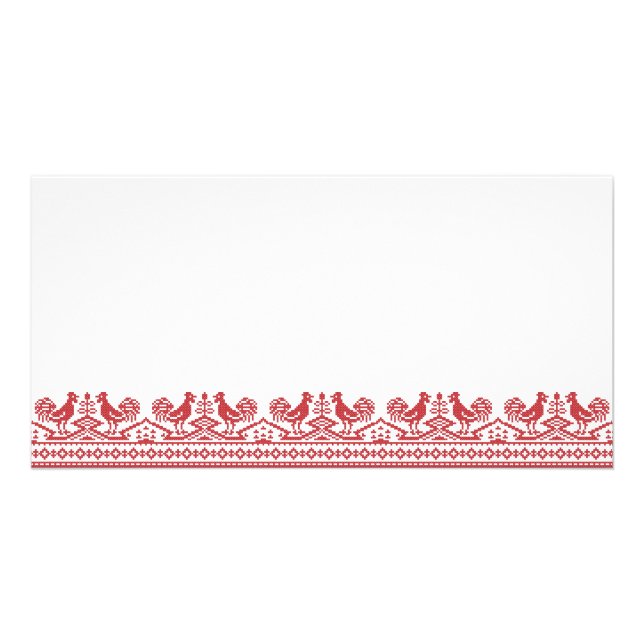 Red Roosters cross-stitch Russian Pattern Card (Front)
