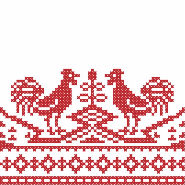 Red Roosters cross-stitch Russian Pattern Cutout (Front)