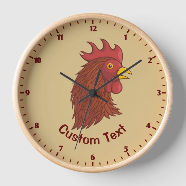 Red Rooster's Head Clock (Front)
