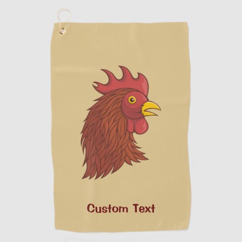 Red Roosters Head Golf Towel