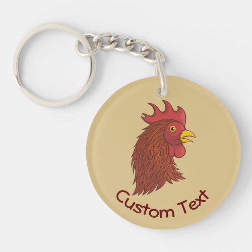 Red Roosters Head Keychain