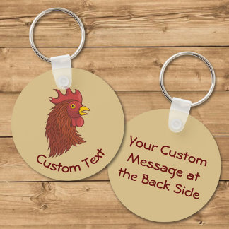 Red Rooster's Head Keychain
