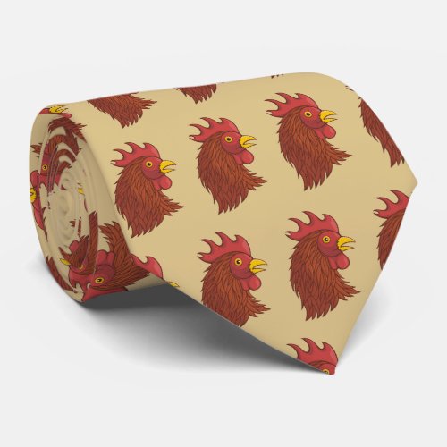 Red Roosters Head Neck Tie