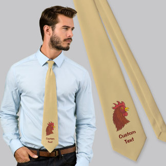 Red Rooster's Head Neck Tie
