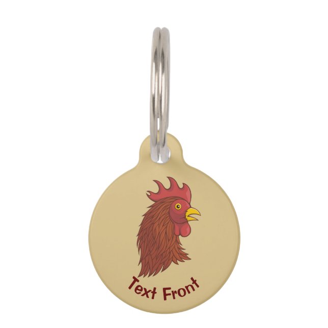 Red Rooster's Head Pet ID Tag (Front)