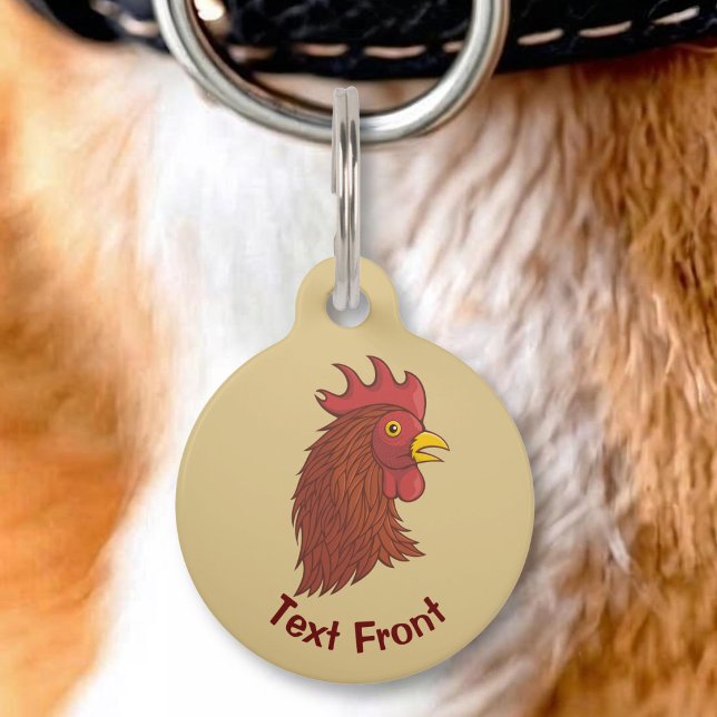 Red Rooster's Head Pet ID Tag (Creator Uploaded)