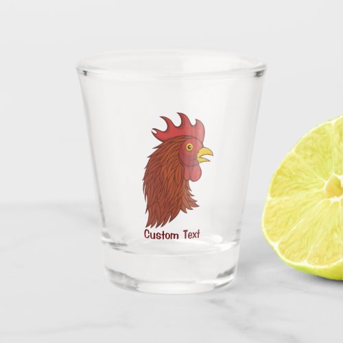 Red Roosters Head Shot Glass