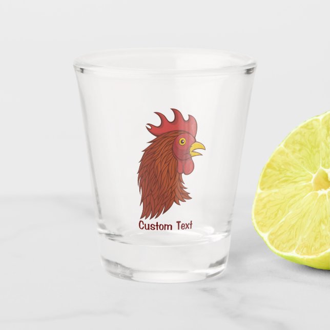 Red Rooster's Head Shot Glass (Front)