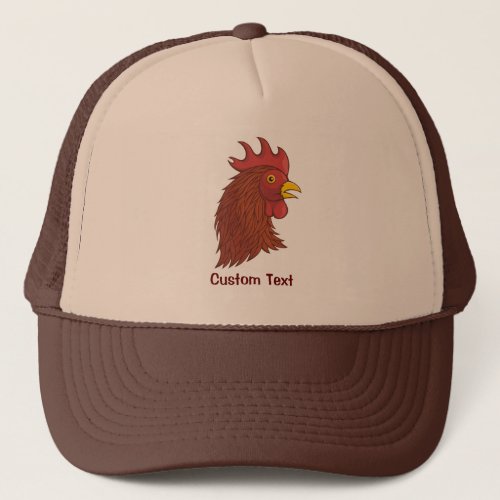 Red Roosters Head Trucker Hat