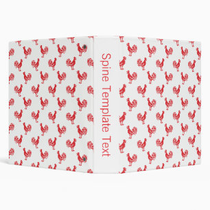 Red Roosters seamless pattern 3 Ring Binder