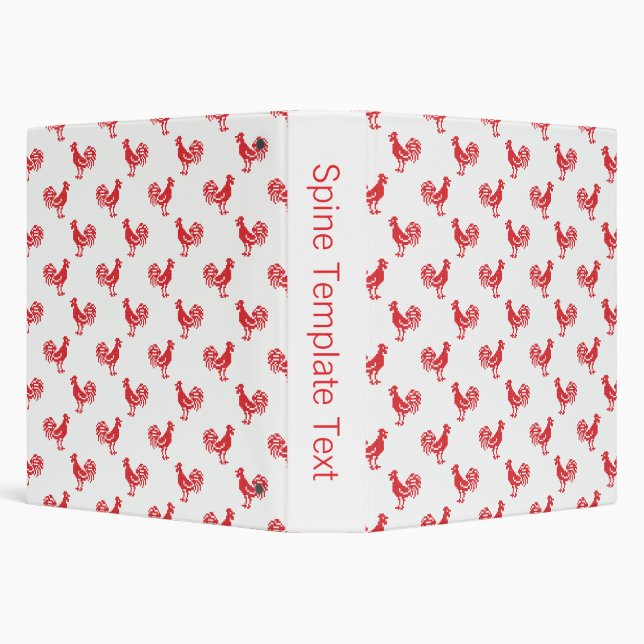 Red Roosters seamless pattern 3 Ring Binder (Background)