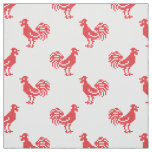 Red Roosters seamless pattern Fabric