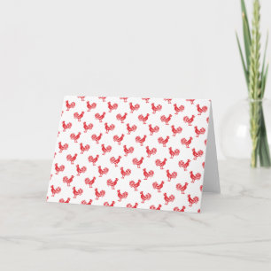 Red Roosters seamless pattern Holiday Card